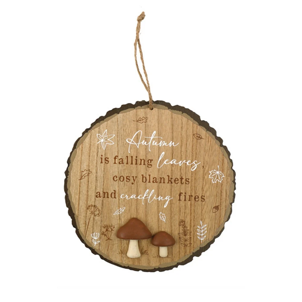 SIL Autumn Round Hang Plaque | 20cm Wood Decor - Image 3