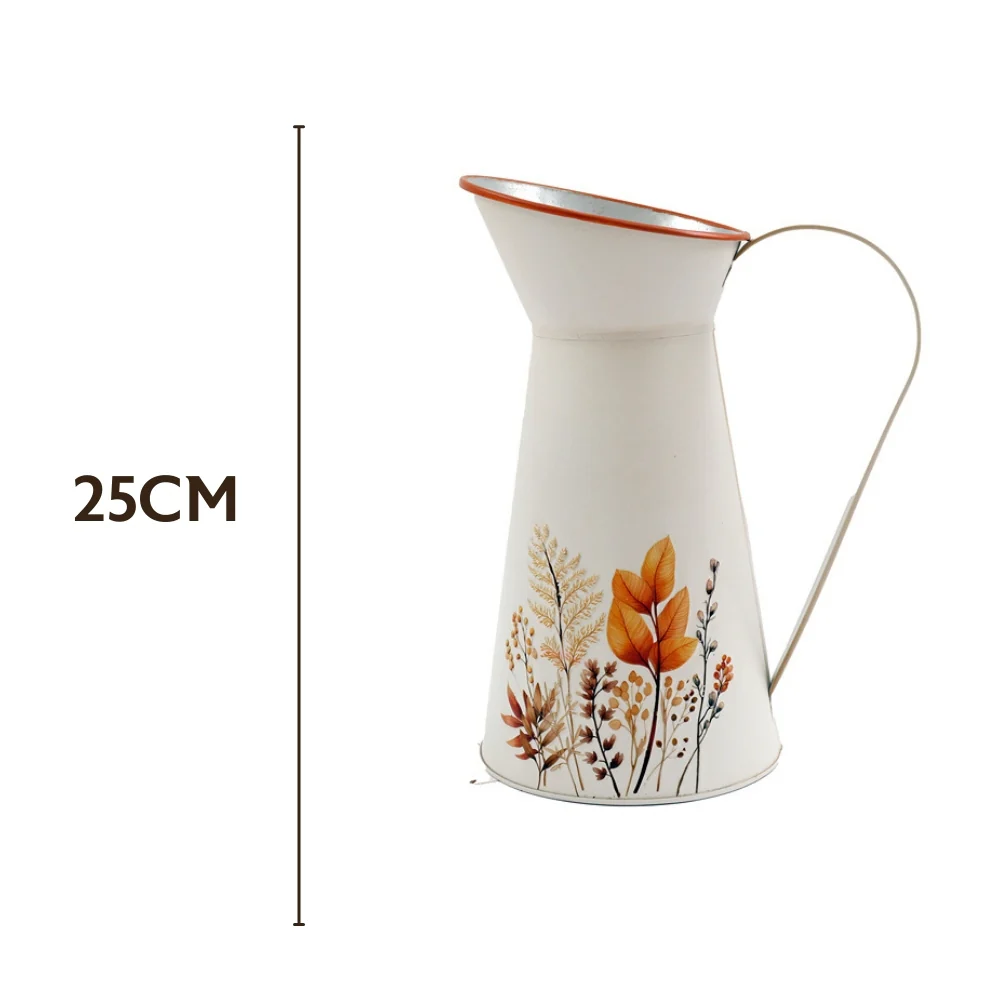 SIL Autumnal Jug Vase | 25cm Metal with Botanical Motif - Image 4