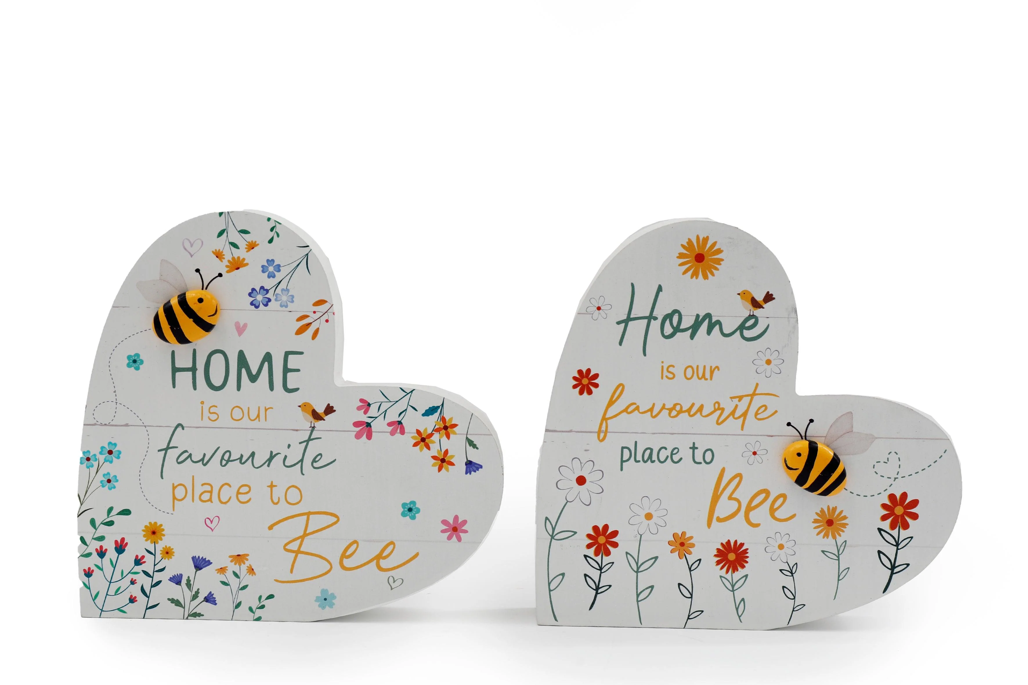 SIL Heart Bee Deco Plaque | Medium Wood/MDF