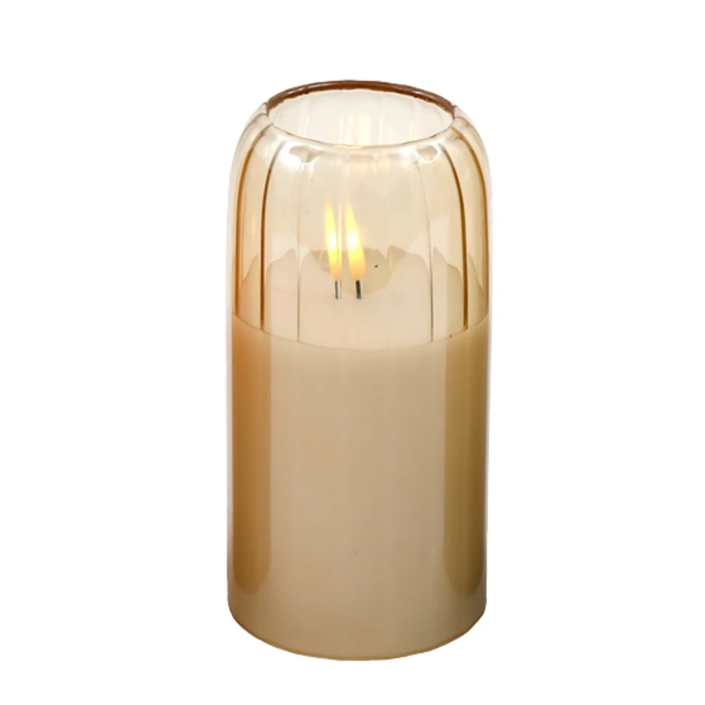 SIL LED Glass Tube Candle Set | Amber, Cream, Olive Green - Image 3