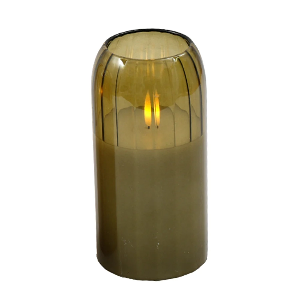 SIL LED Glass Tube Candle Set | Amber, Cream, Olive Green - Image 4