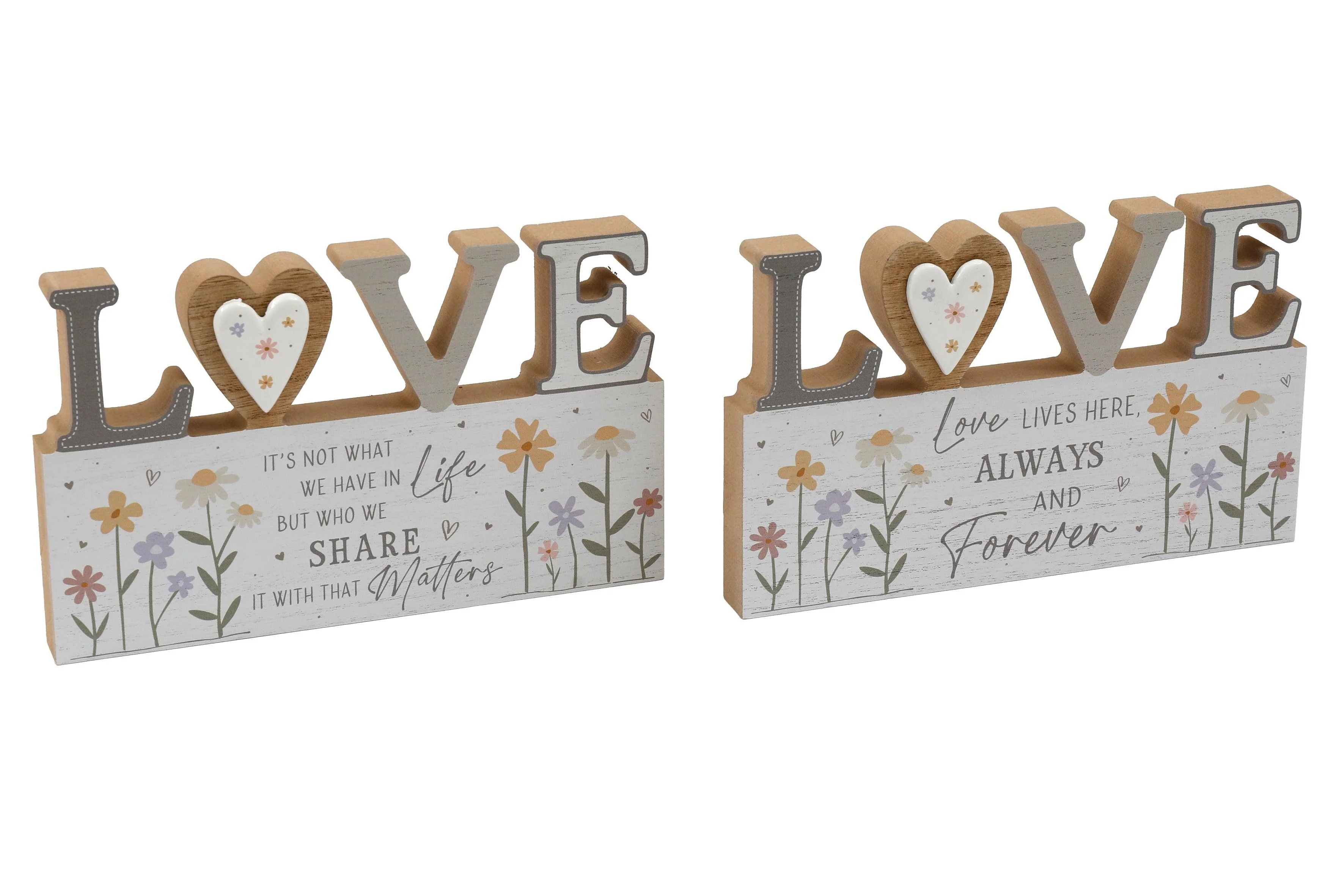 SIL Love Wood Decor | 20x12cm 3D Floral Design