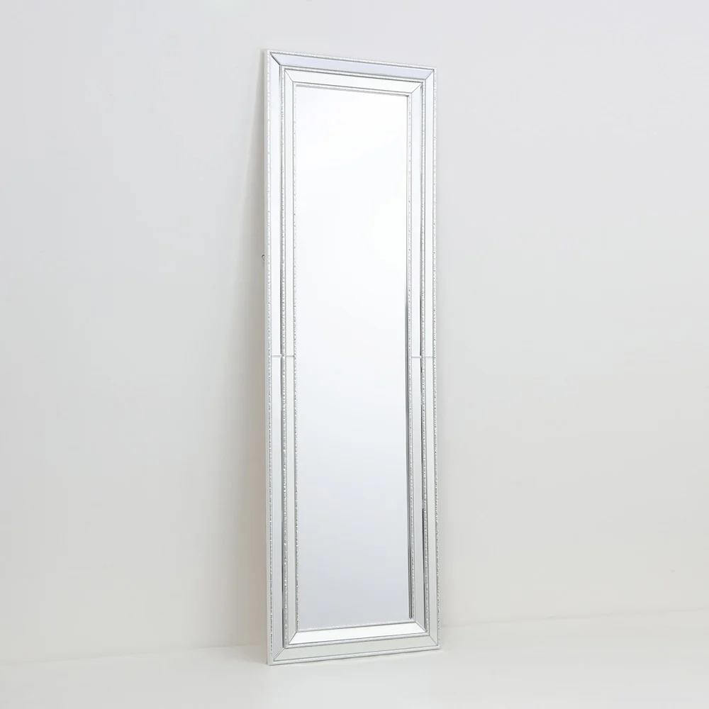 Silver Framed Full-Length Wall Mirror | 30 x 120cm, Bevelled Detail - Image 2
