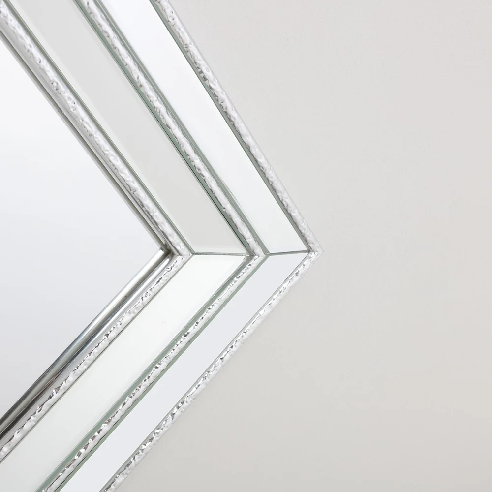 Silver Framed Full-Length Wall Mirror | 30 x 120cm, Bevelled Detail - Image 4