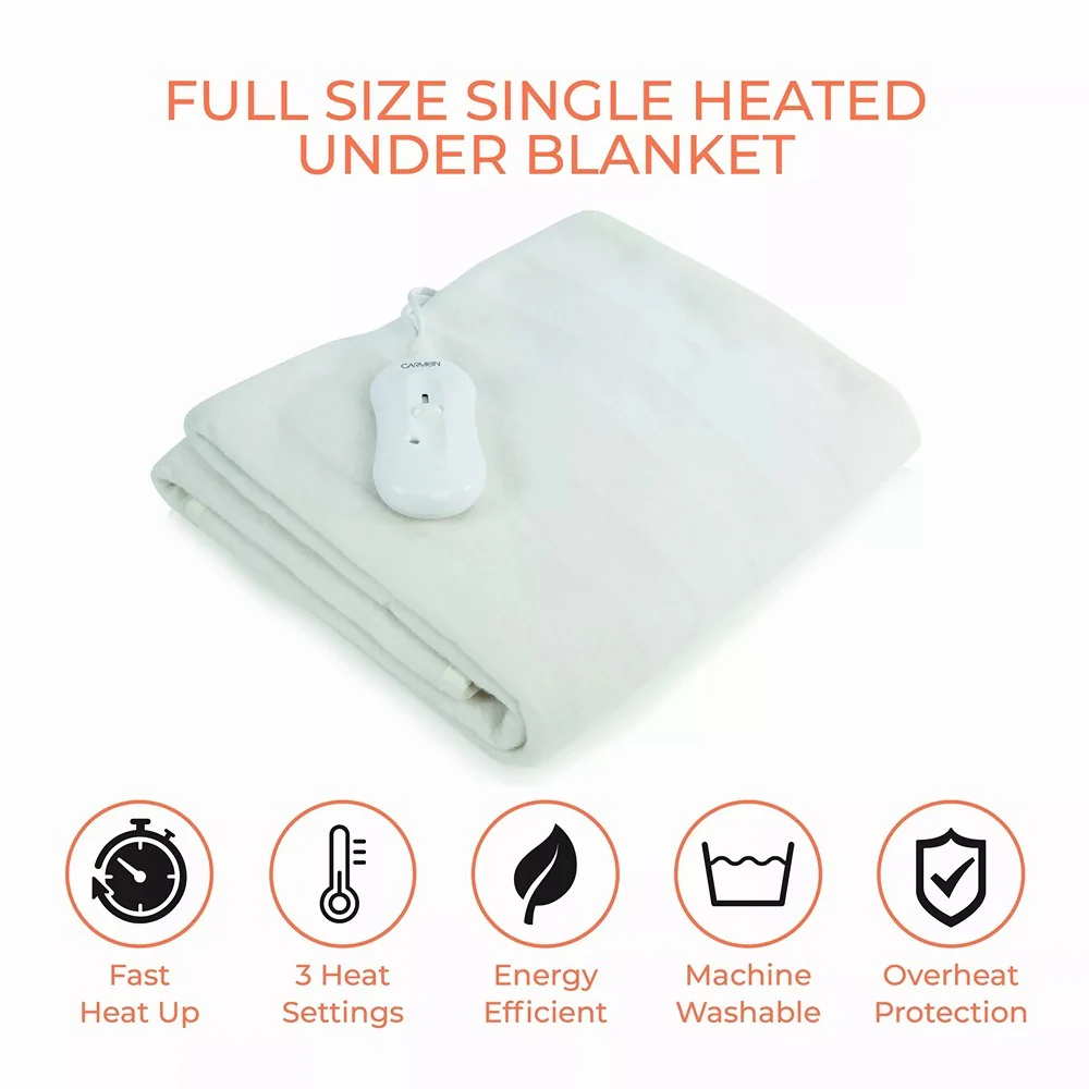 Single Heated Underblanket Electric Blanket | 135 x 65 cm, 3 Heat Settings - Image 3