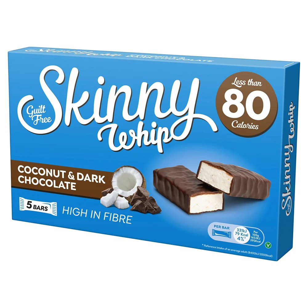 Skinny Whip Coconut Chocolate Bars | Pack of 5, Less Than 80 Calories