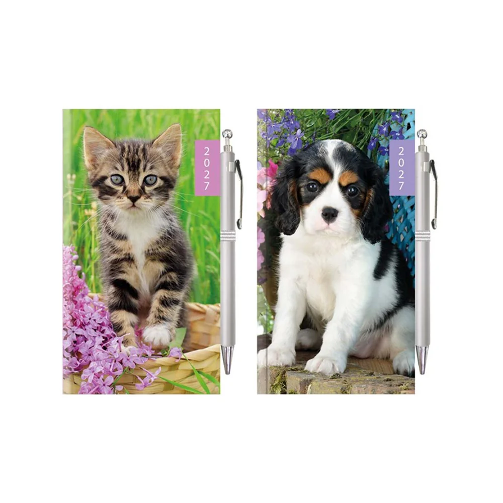 Slim 2027 Puppy Diary with Pen | Assorted Designs, Colourful Cover
