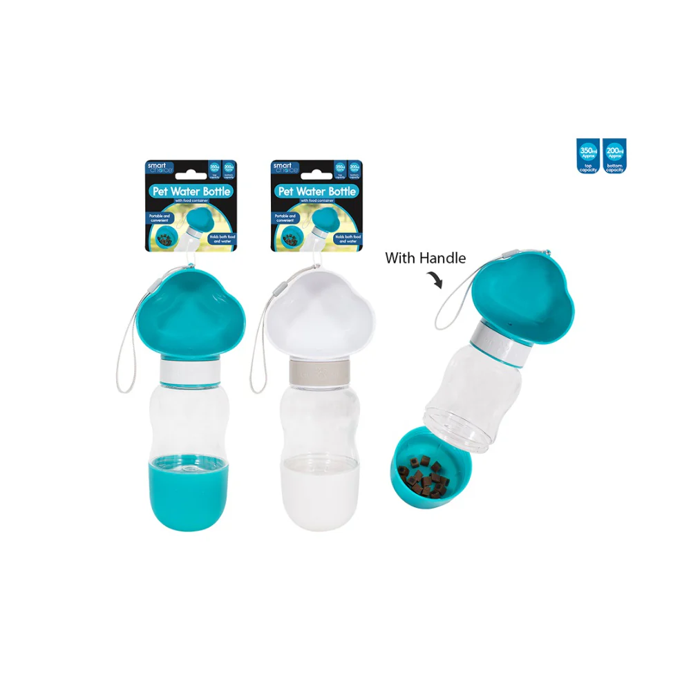 Smart Choice 2-in-1 Pet Water and Food Bottle | 350ml, 200ml, Assorted Colours