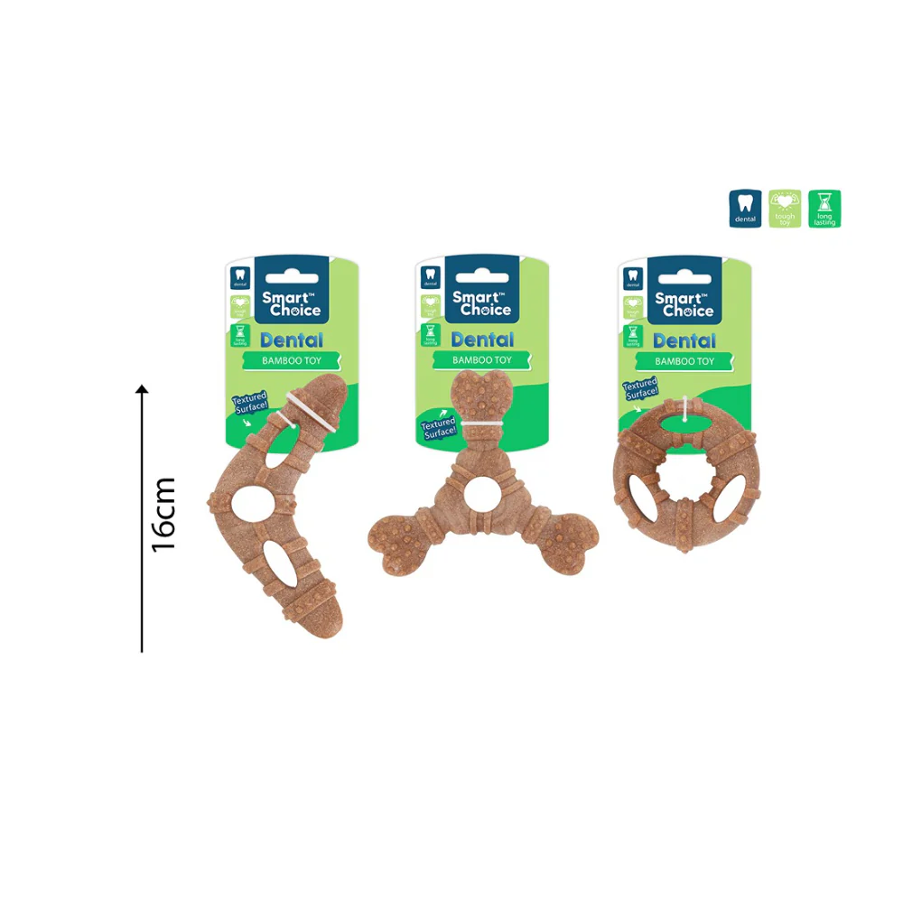 Smart Choice Dental Bamboo Dog Toy | Assorted Designs, 16cm