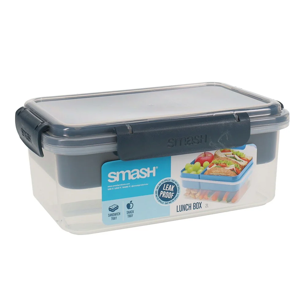 Smash Leak-Proof 2L Lunch Box with Sandwich and Snack Tray - Image 2