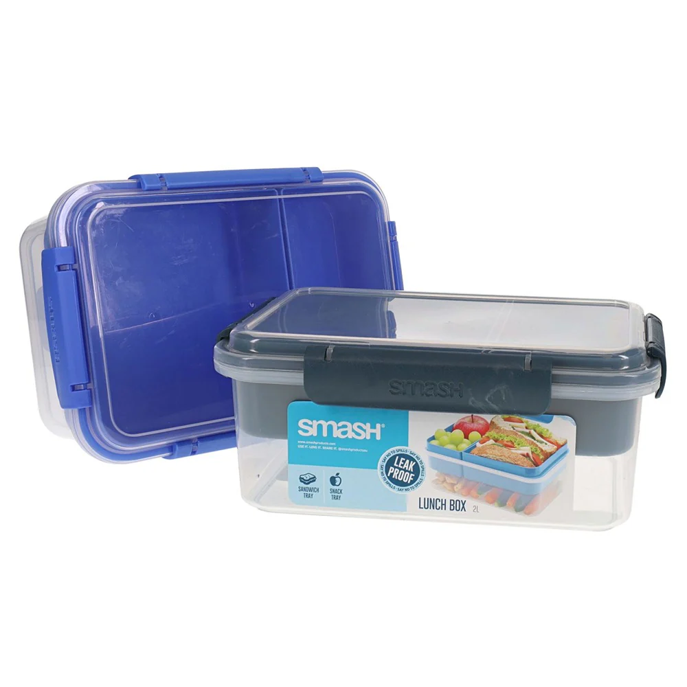 Smash Leak-Proof 2L Lunch Box with Sandwich and Snack Tray - Image 3