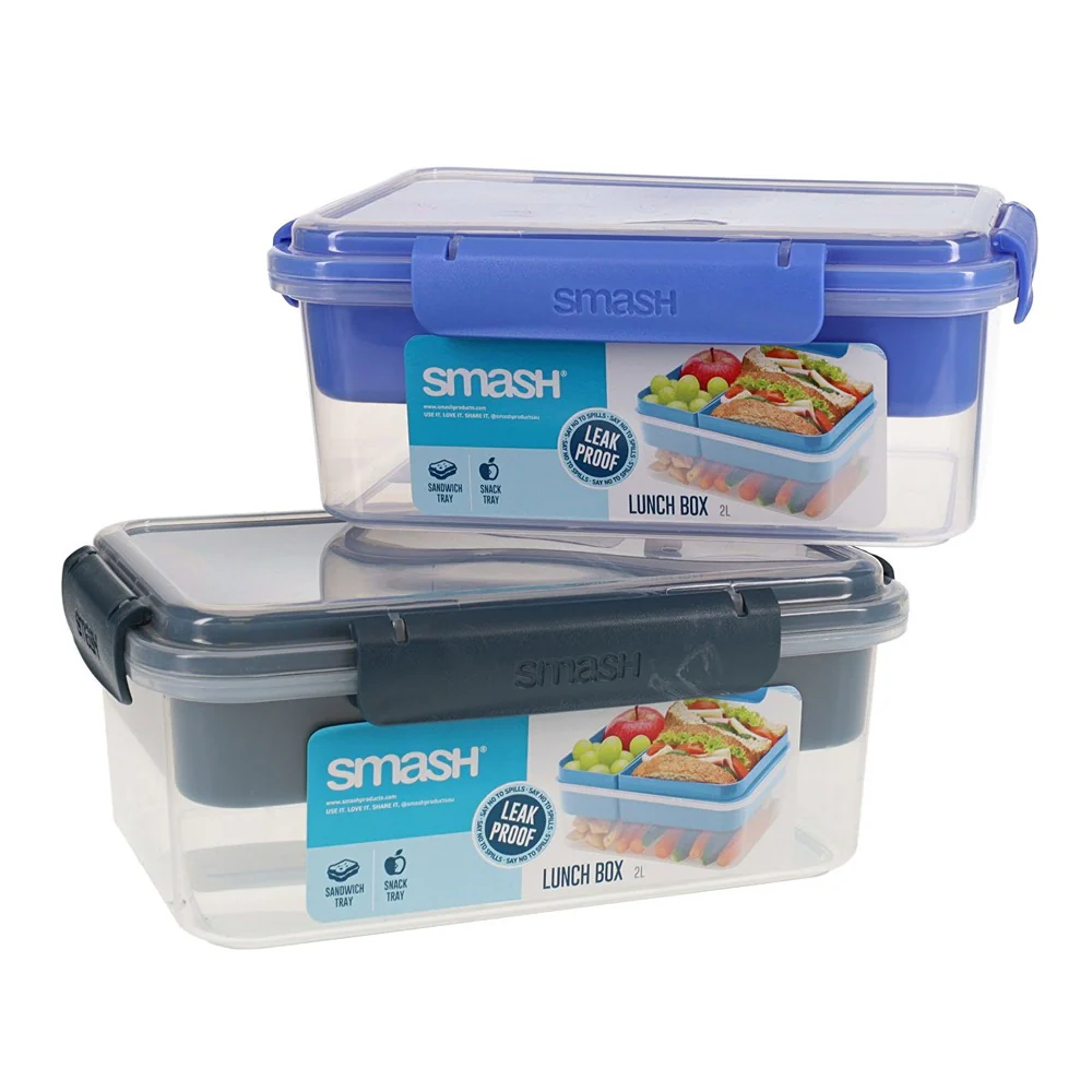 Smash Leak-Proof 2L Lunch Box with Sandwich and Snack Tray - Image 4