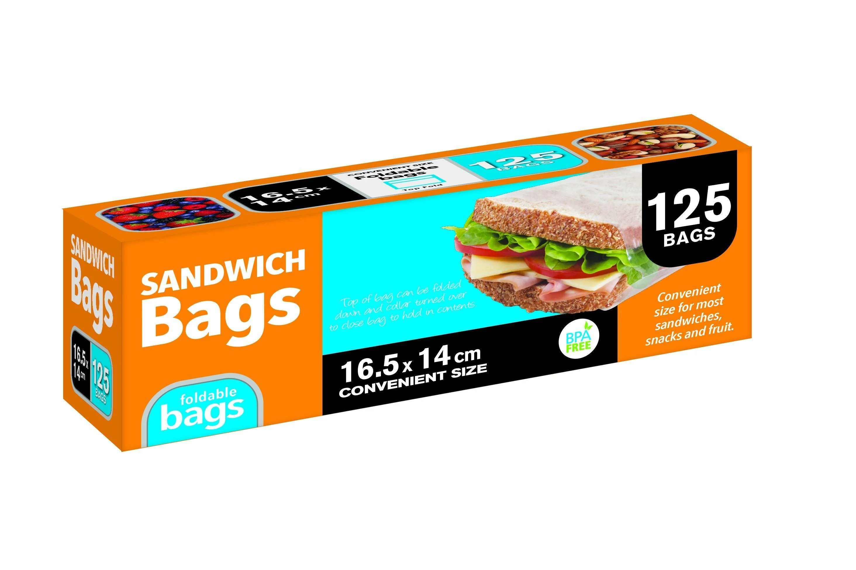 Snack Bags | Sandwich Bags | 125 Pack | Convnient Size