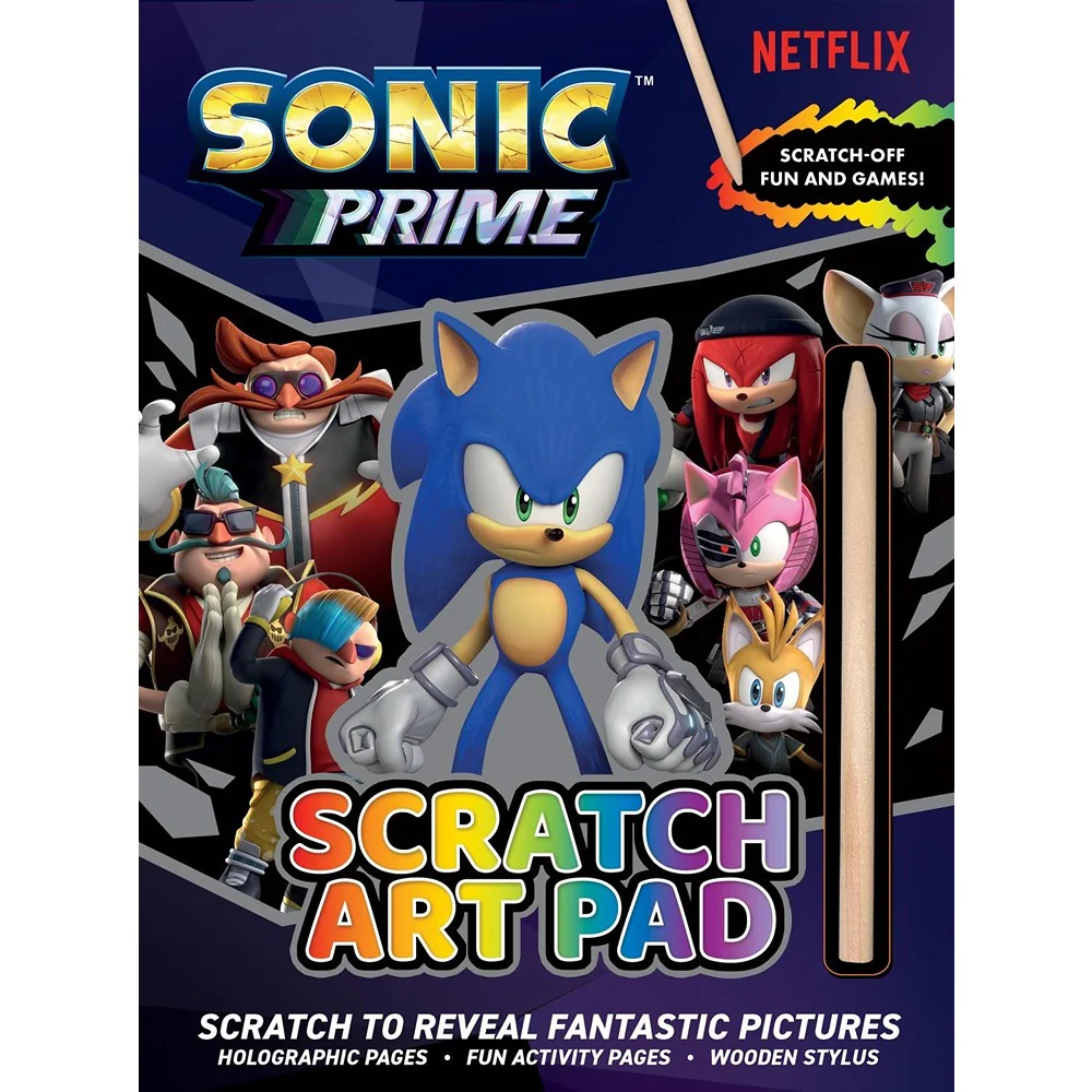 Sonic the Hedgehog Sonic Prime Scratch Art Pad | Holographic Reveals, Stylus