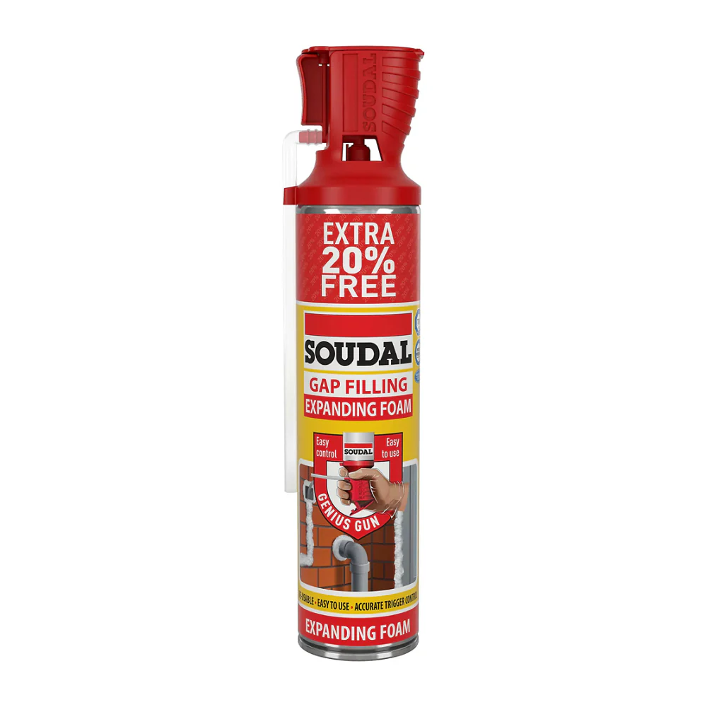 Soudal Gap Filling Expanding Foam | 500ml, Genius Gun, 20% Extra