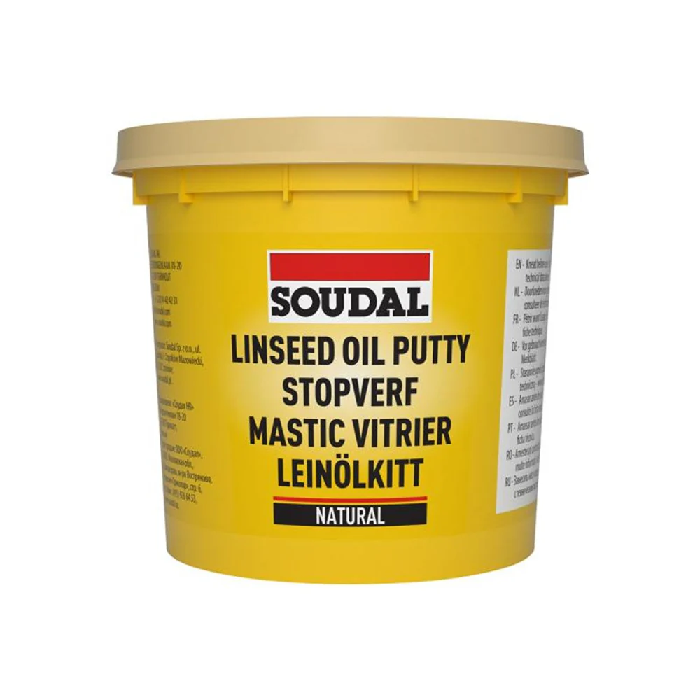 Soudal Linseed Oil Glazing Putty | 1kg, Ready to Use, Natural Finish