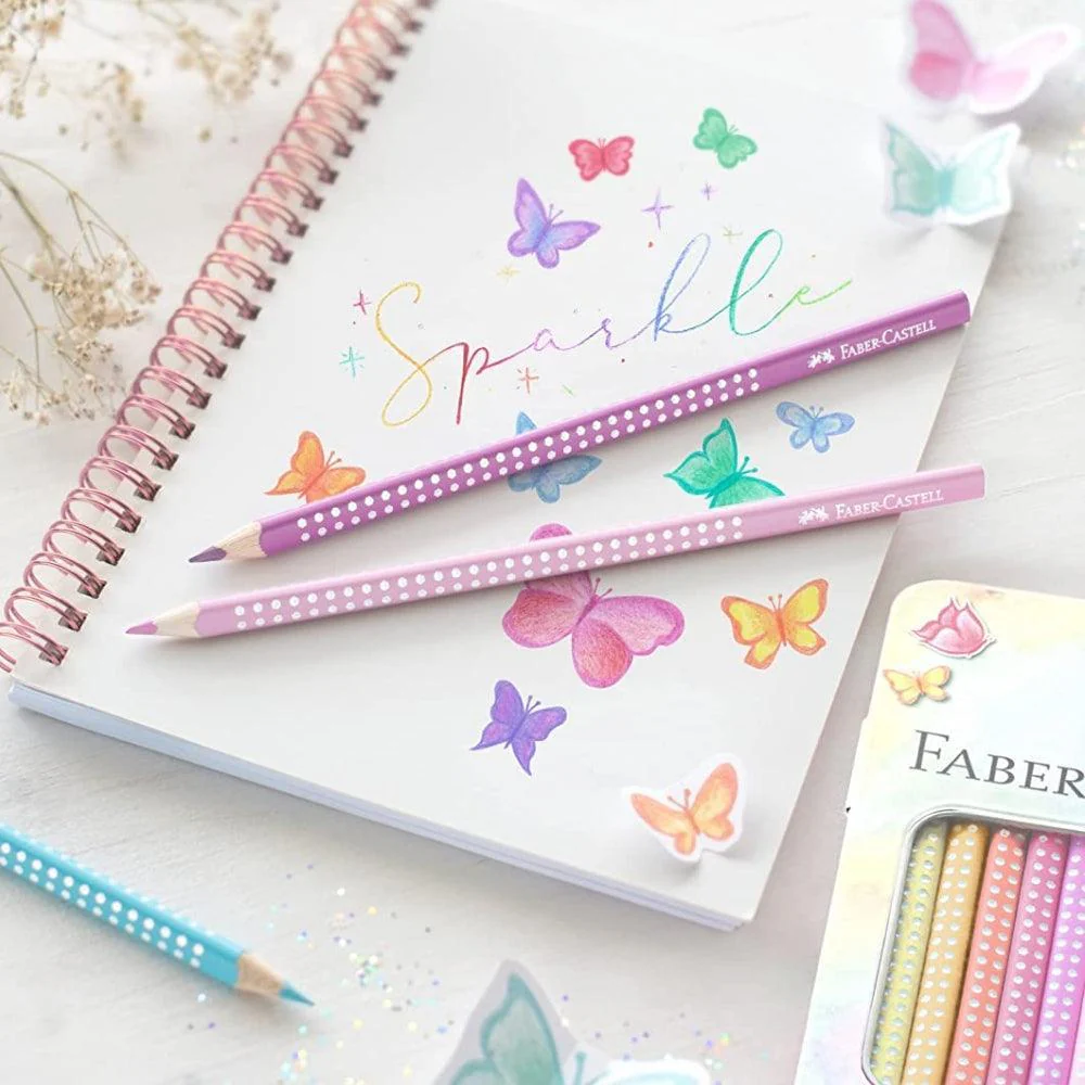 Faber Sparkle Pencils Tin of 12 Pastel Colours - Image 3