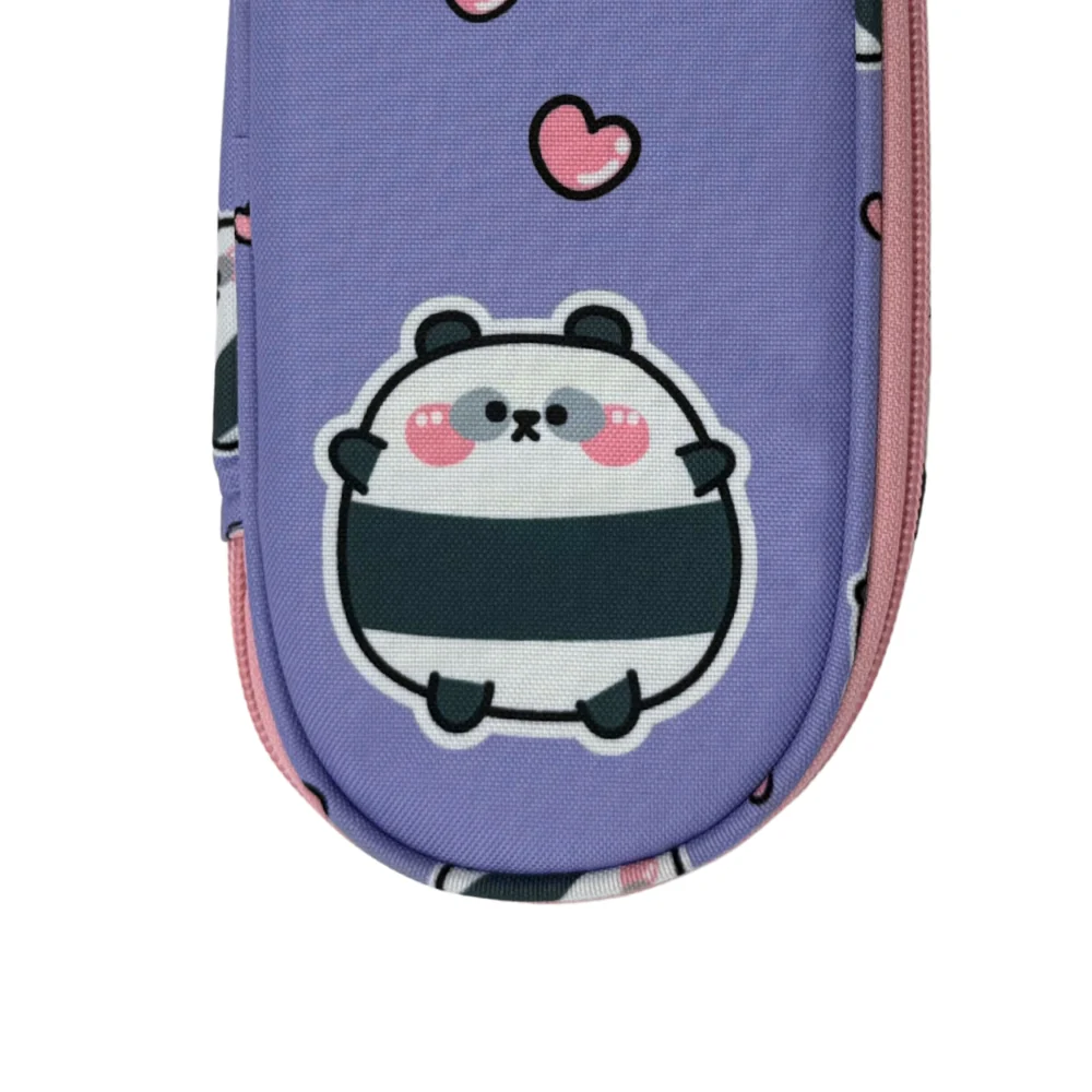 St. Right Happy Panda Pencil Case | Lavender, Durable Material - Image 2