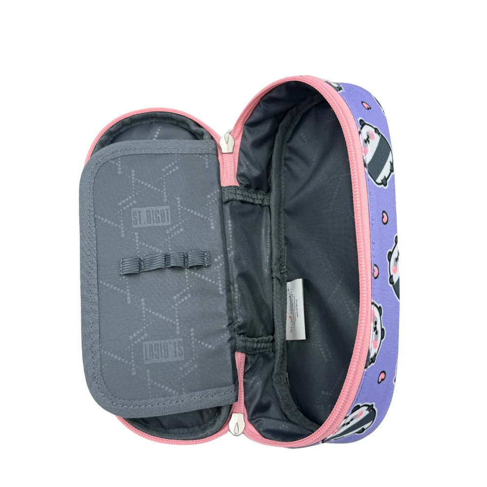 St. Right Happy Panda Pencil Case | Lavender, Durable Material - Image 3
