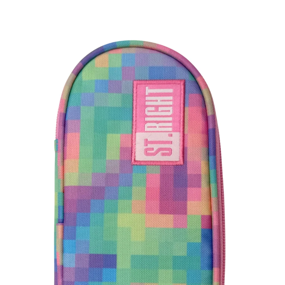 St. Right Pastel Pixels Pencil Case | Durable Fabric, Double Zipper Closure - Image 2