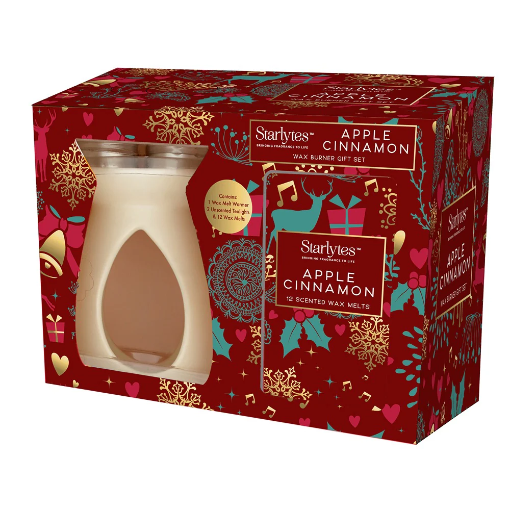 Starlytes Christmas Wax Burner Gift Set | Assorted Scents | Apple Cinnamon or Ginger Bread
