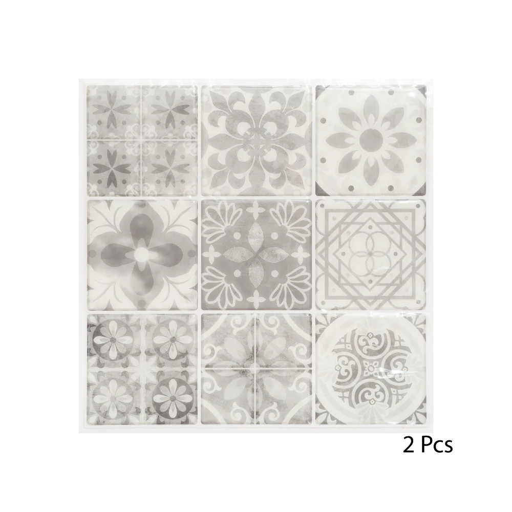 Stick'N Look Mosaic Wall Tile Stickers | Pack of 2, 25 x 25cm, Grey/White - Image 2