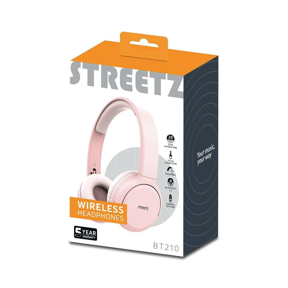 Streetz Bluetooth Headphone | Pink | 20 Hours Playtime - Image 4
