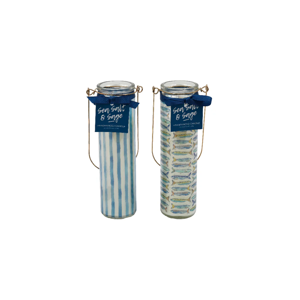 Striped Tube Pillar Candle for Table Centrepieces | 6 x 20cm