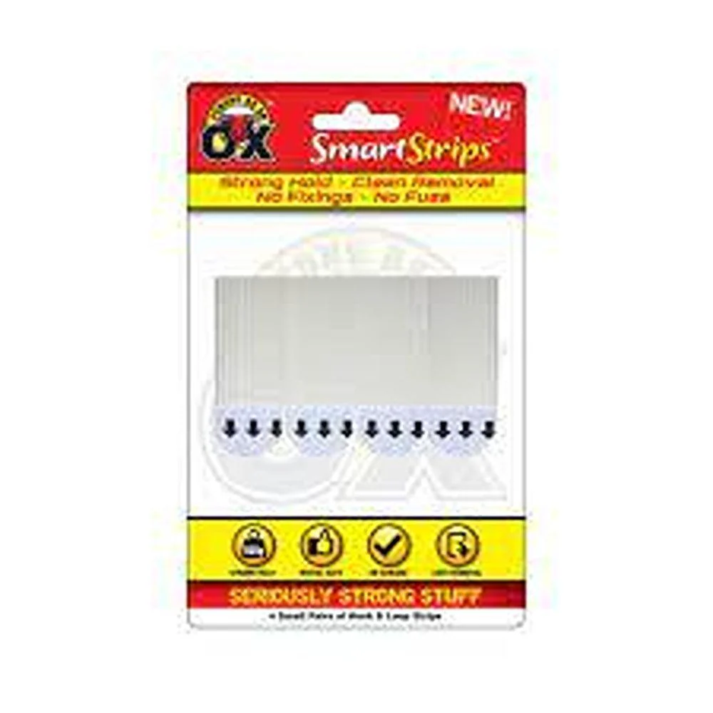 Strong as an Ox Removable White Velcro Hook & Loop Strips