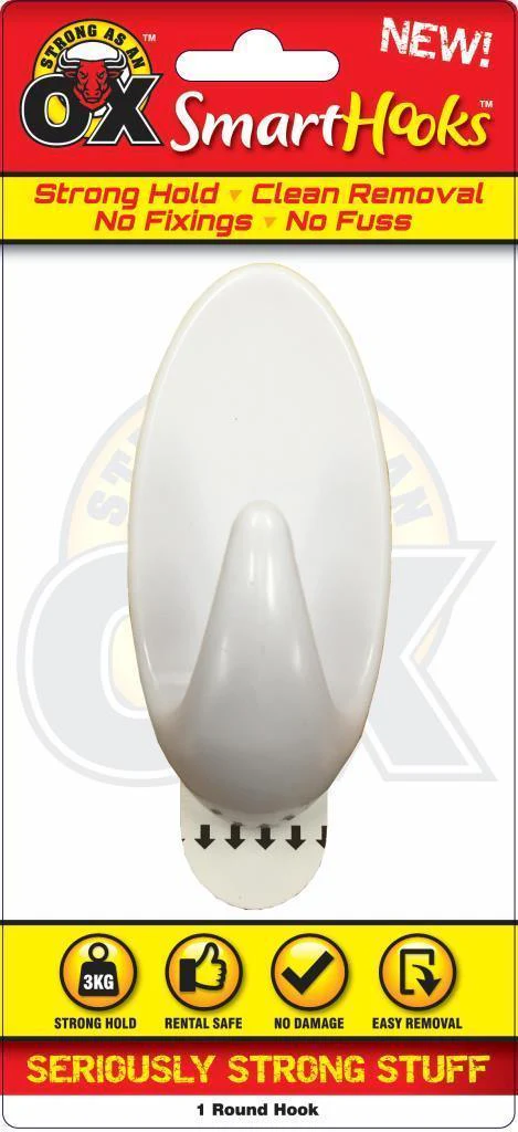 Strong as an Ox Smart Hooks Self Adhesive Large Round Hook | Pack of 1