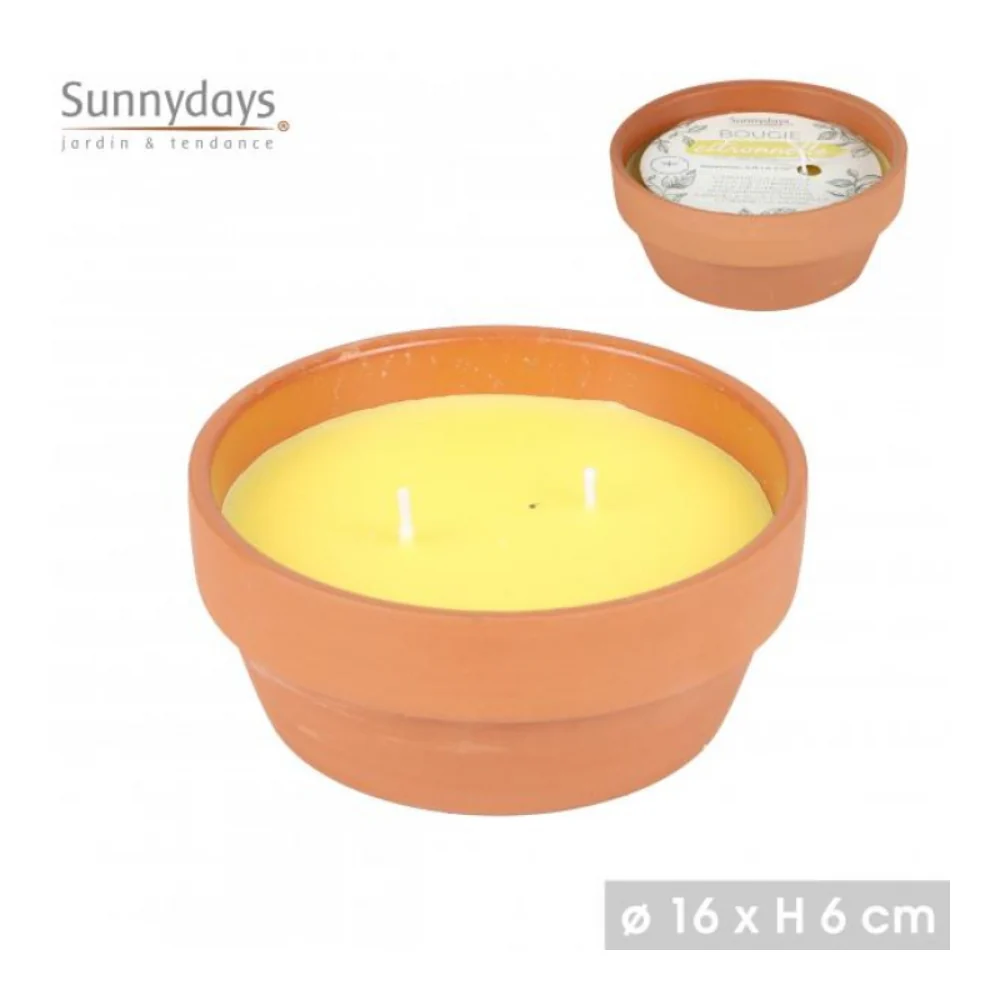 Sunnydays Citronella Candle in Terracotta Pot | Ø16 x H6 cm, Lidded