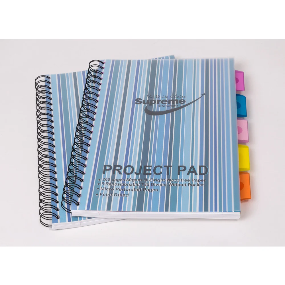 Supreme Lecture Pad A5 Notebook | 200 Pages, 80gsm Woodfree Paper, Blue Striped Cover