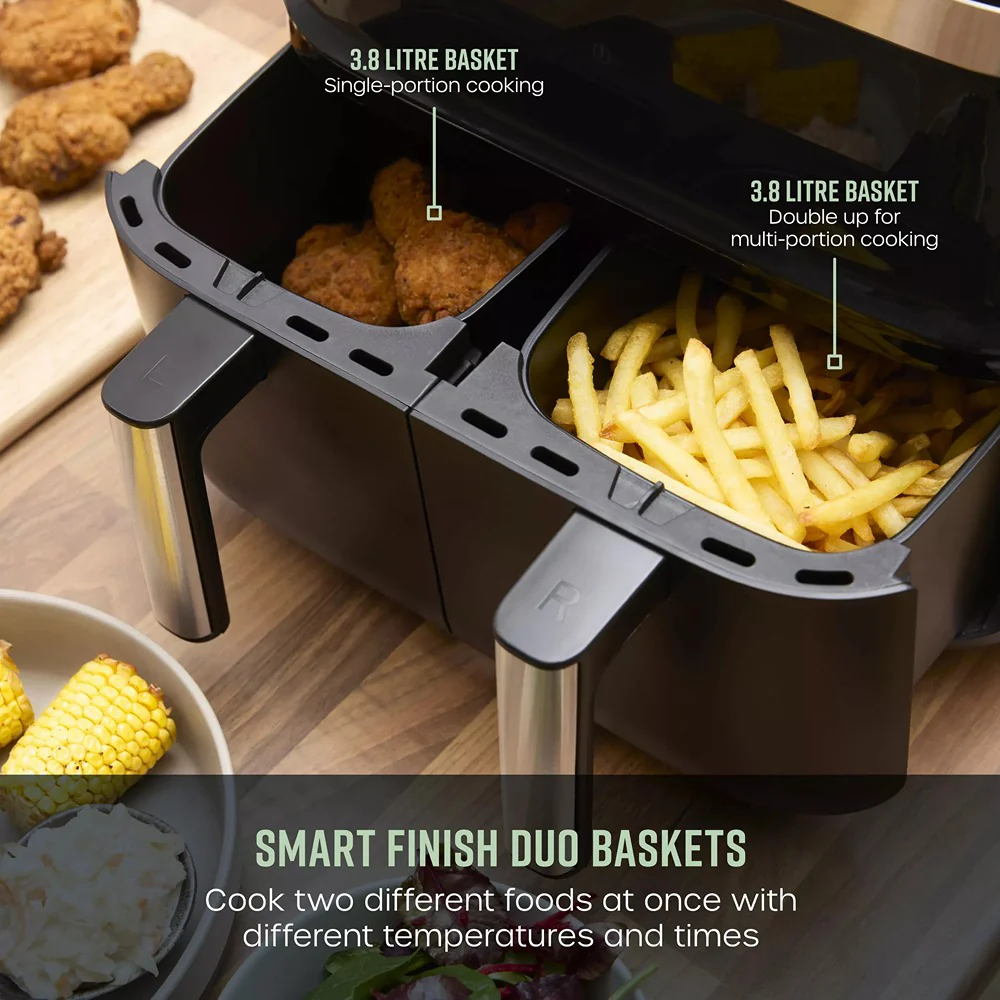 Swan Cyclonic Digital Dual Air Fryer | 7.6L, Dual Cooking Zones - Image 3