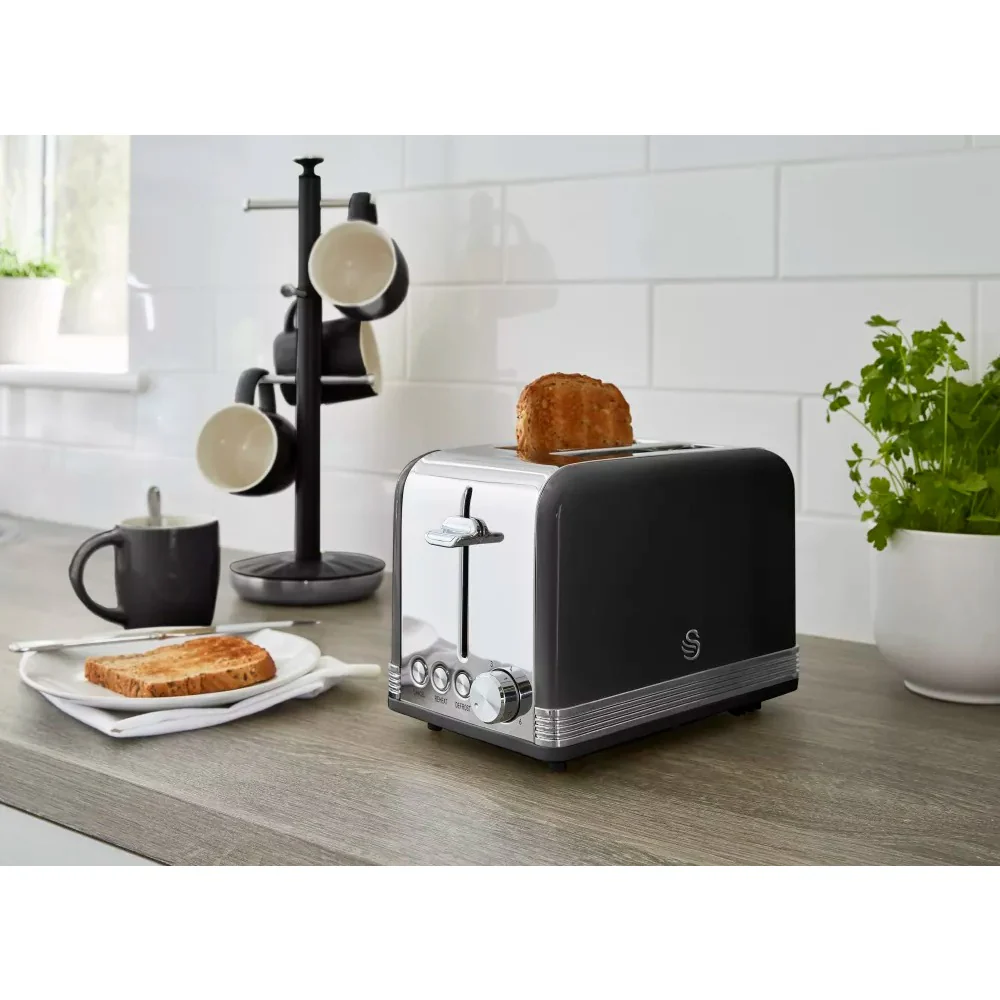 Swan Retro Black 4 Slice Toaster | Browning Control, Cancel, Reheat, Defrost - Image 5