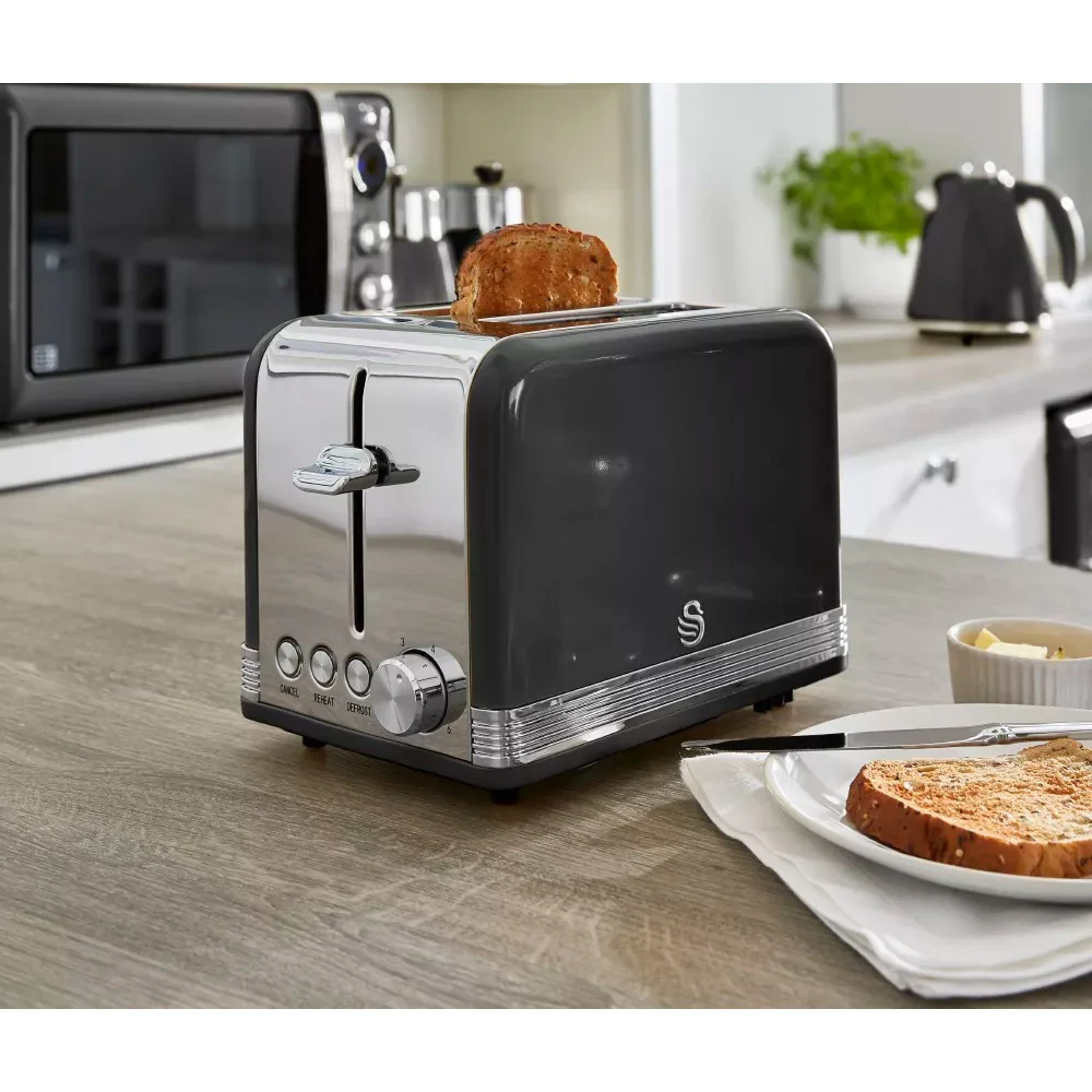 Swan Retro Black 4 Slice Toaster | Browning Control, Cancel, Reheat, Defrost - Image 7