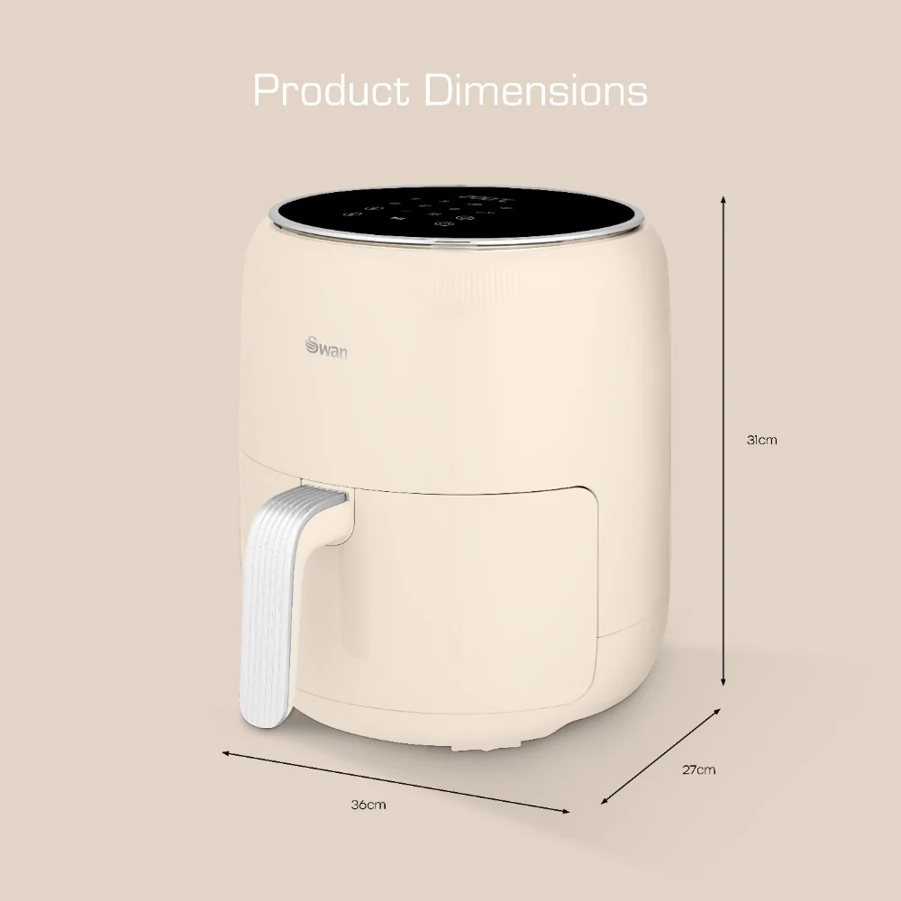 Swan Retro Digital Air Fryer | 4.5L, Cream, Touch Control Panel - Image 4