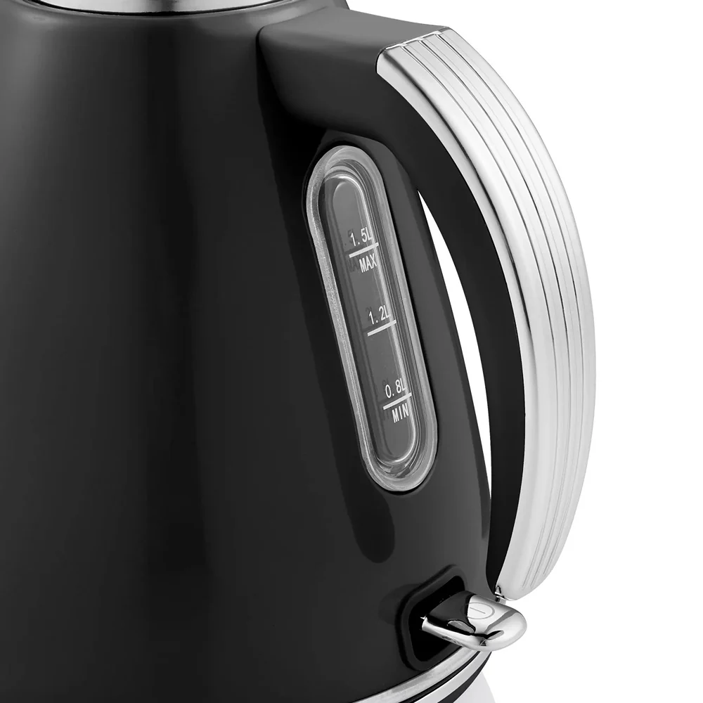 Swan Retro Electric Jug Kettle | 1.5L, Black, Cordless, Chrome Accents - Image 5