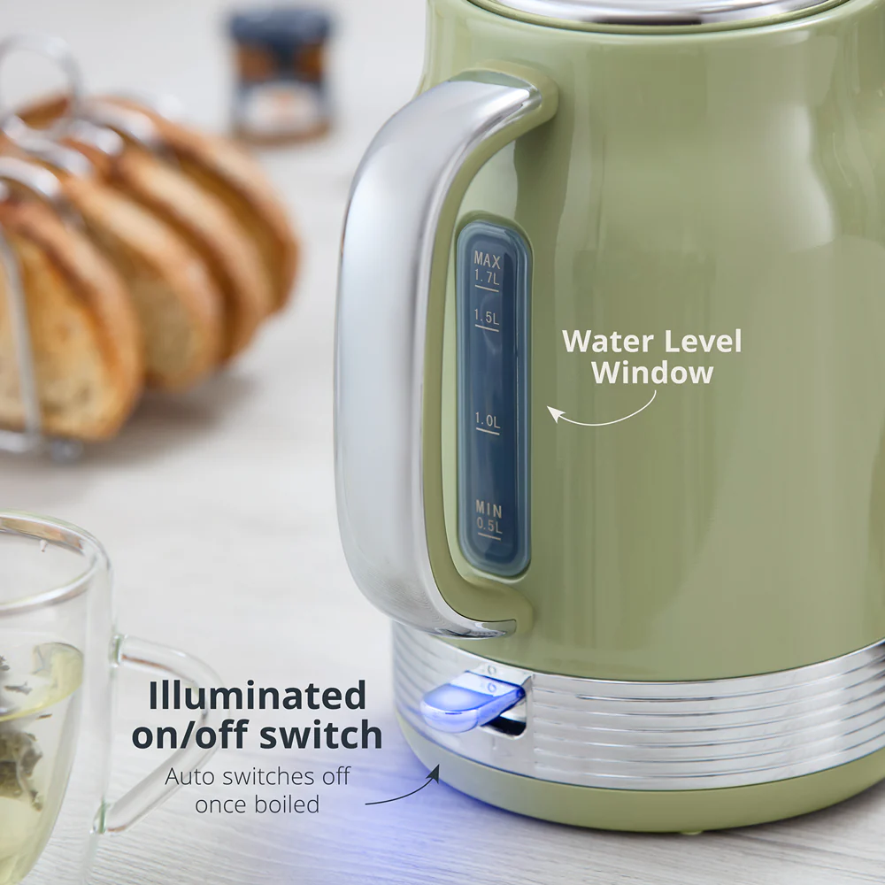 Swan Retro Revive 1.7L Green Jug Kettle | Pastel Finish, Water Window - Image 5