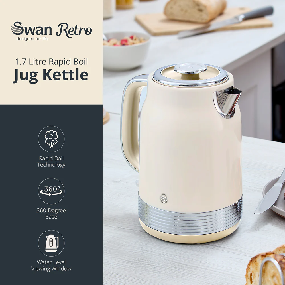 Swan Retro Revive Cream Jug Kettle | 1.7L, Illuminated Power Switch - Image 2