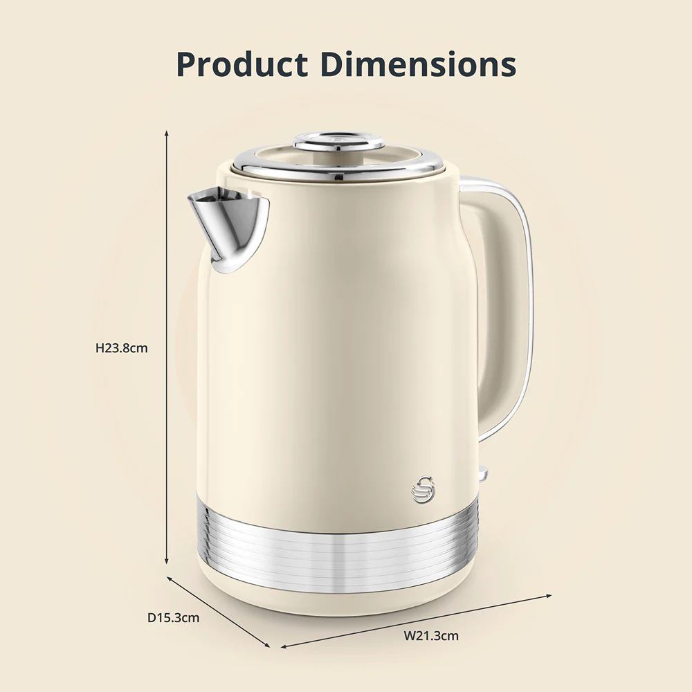 Swan Retro Revive Cream Jug Kettle | 1.7L, Illuminated Power Switch - Image 7