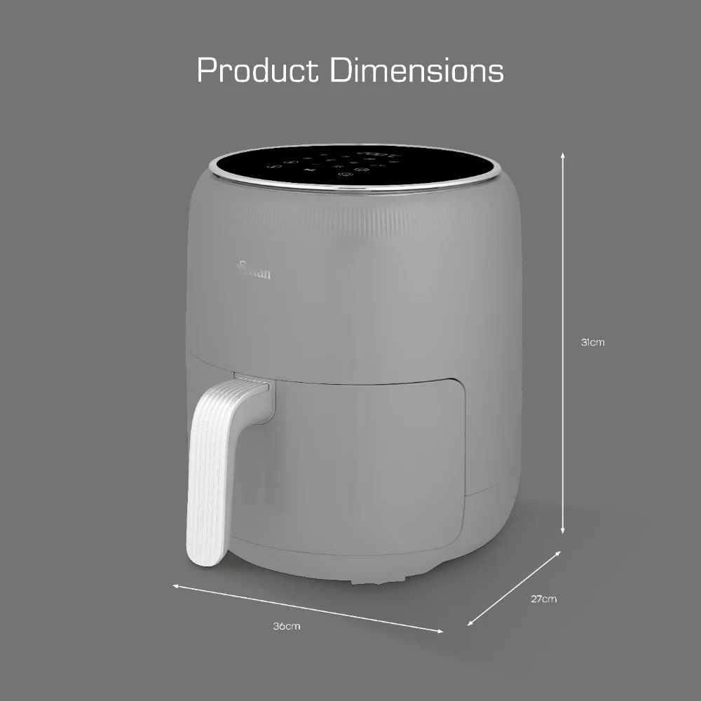 Swan Retro Touch-Control Air Fryer | 4.5L, Grey, Pull-Out Basket - Image 4