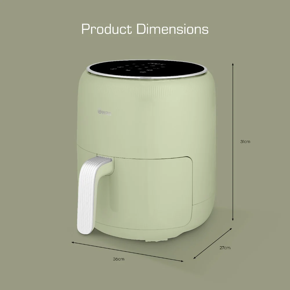 Swan Retro Touch Control Pull-Out Drawer Air Fryer | 4.5L, Sage Green - Image 4
