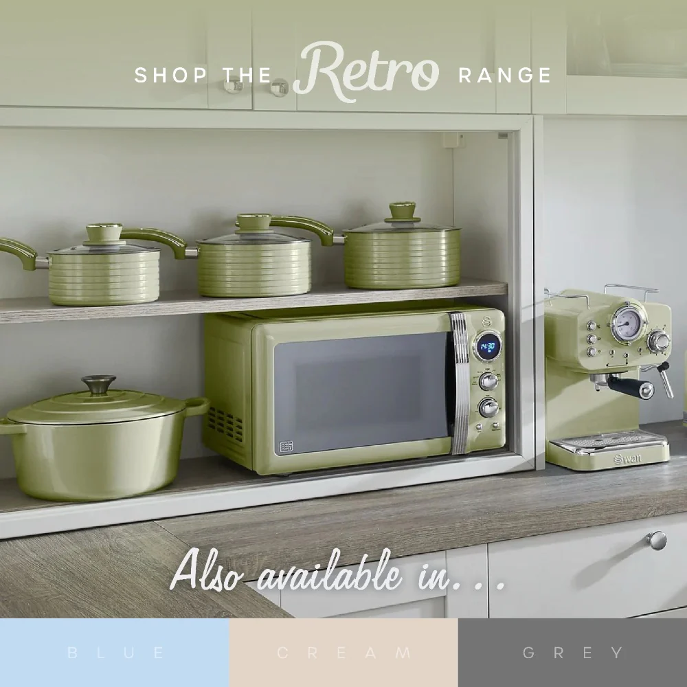 Swan Retro Touch Control Pull-Out Drawer Air Fryer | 4.5L, Sage Green - Image 7