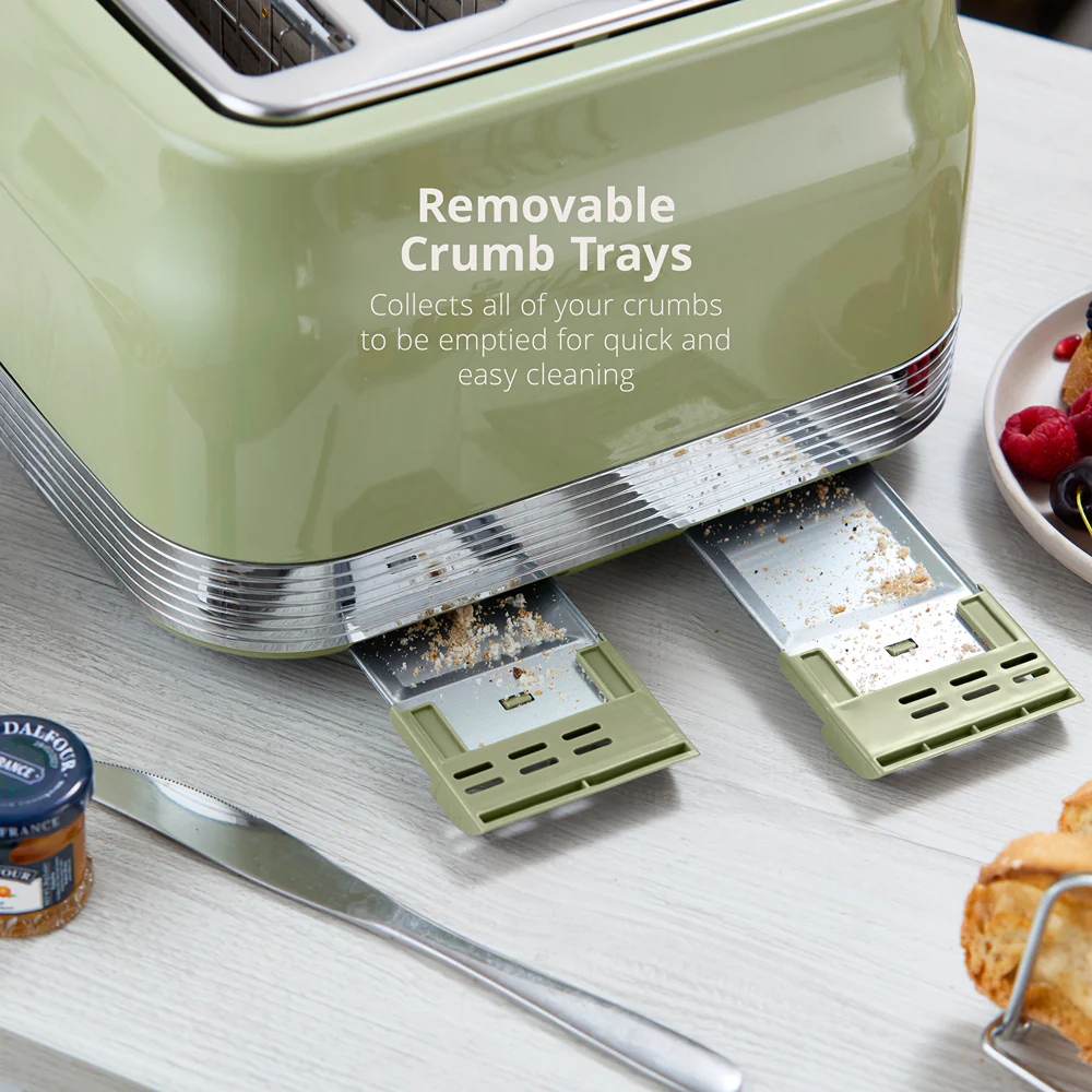 Swan RetroRevive 4 Slice Toaster | Soft Green, Dual Controls - Image 5