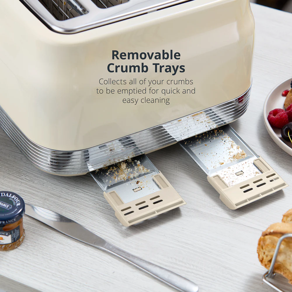 Swan RetroRevive Cream 4 Slice Toaster | Dual Controls, Defrost - Image 5