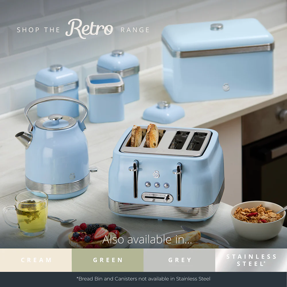 Swan RetroRevive Cream 4 Slice Toaster | Dual Controls, Defrost - Image 6