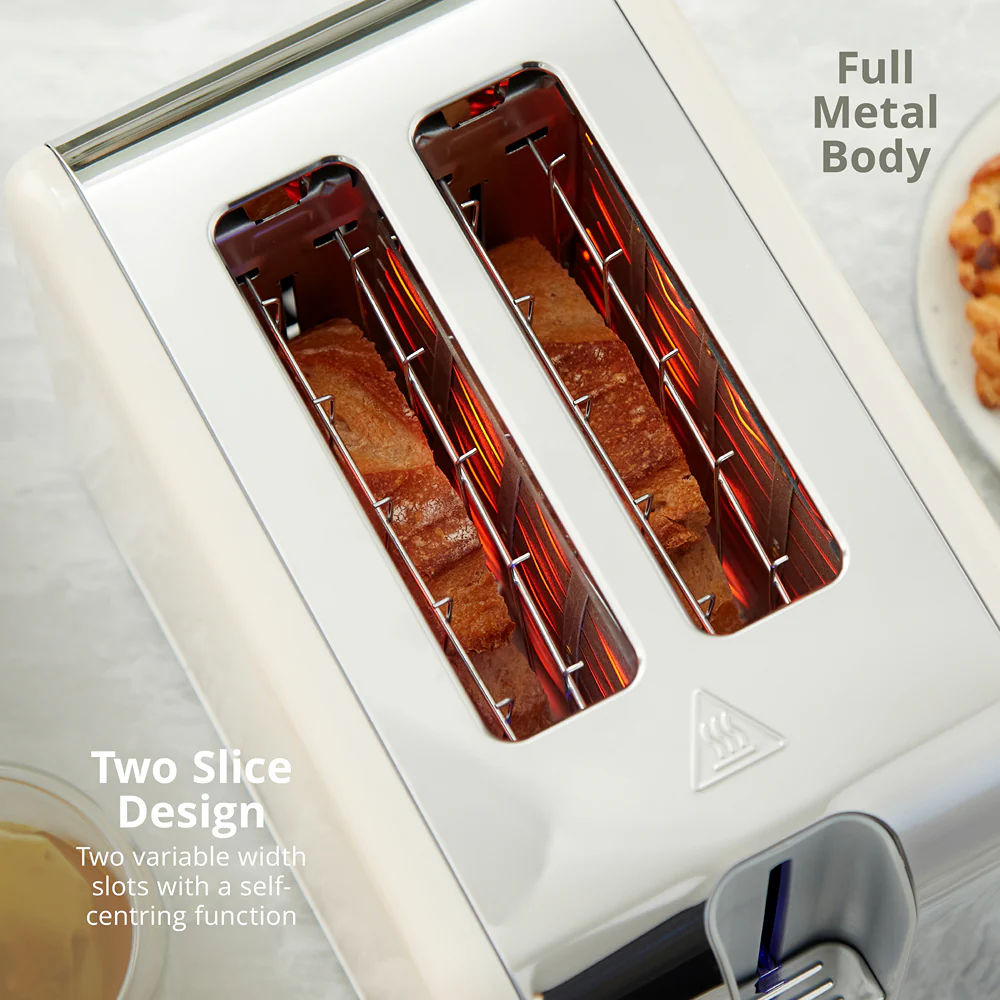Swan Solace 2 Slice Stainless Steel Toaster | Cream, Reheat & Defrost - Image 4