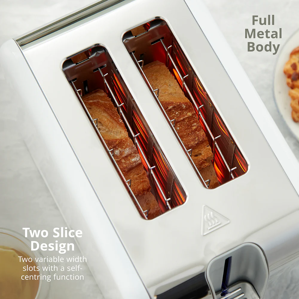 Swan Solace 2 Slice Stainless Steel Toaster | White, Defrost, Reheat - Image 4