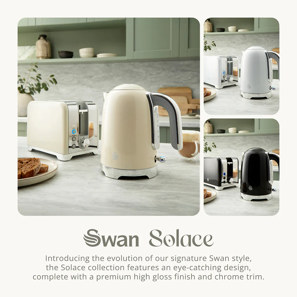 Swan Solace Cream Jug Kettle | 1.7L Stainless Steel, Chrome Accents - Image 5