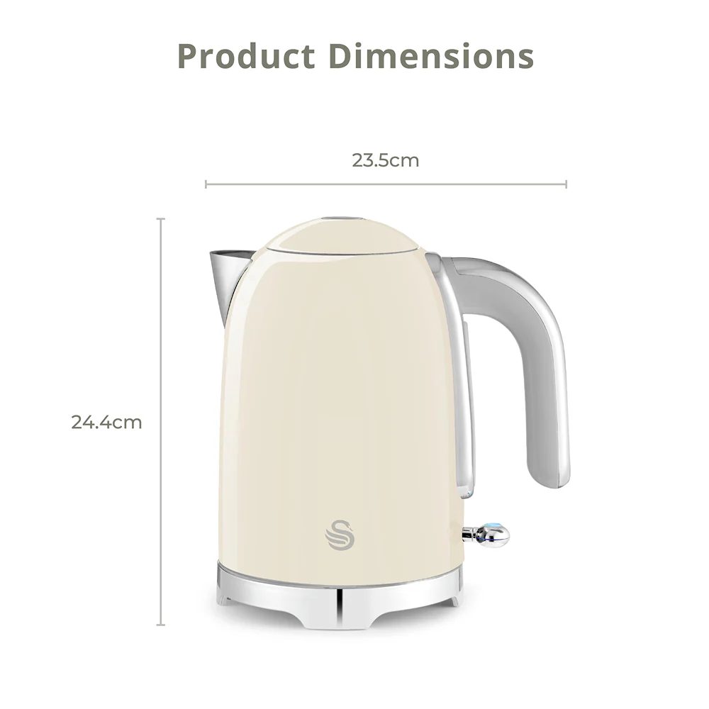 Swan Solace Cream Jug Kettle | 1.7L Stainless Steel, Chrome Accents - Image 6